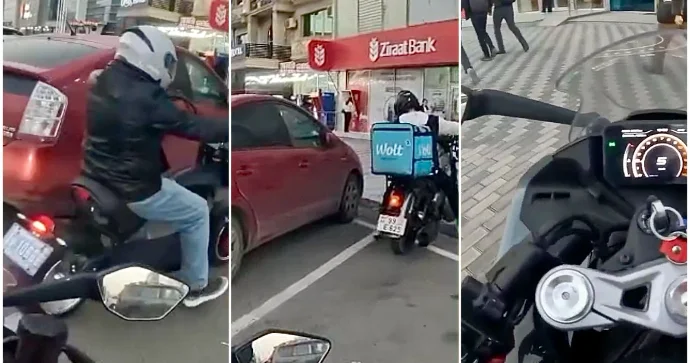 Nərimanovda bir birilərinə “tırka” verən motosikletçilər səkini yola çevirdilər VİDEO