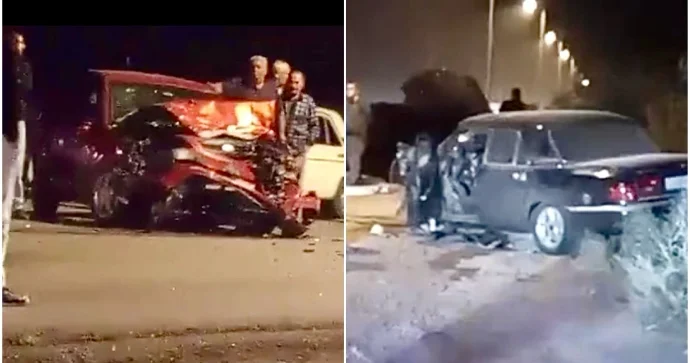 Sabirabadda toqquşan maşınlar yararsız hala düşdü, sürücülərdən biri… VİDEO