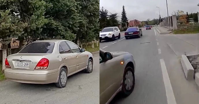 Toy kortejində qayda pozan sürücü motosikleti vurdu VİDEO