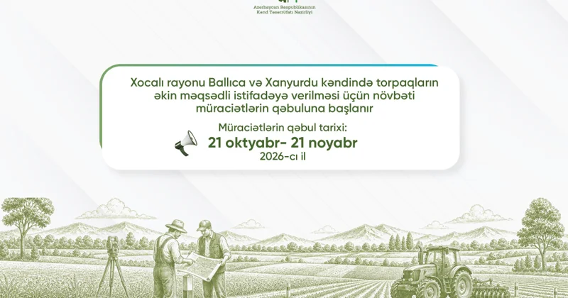 Xocalının Ballıca və Xanyurdu kəndlərində əkin torpaqları üçün müraciətlərin qəbuluna başlanır