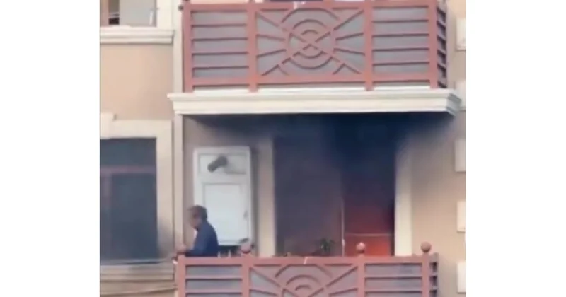 Alt qonşunun evi yanır, qadın da ev işlərinin hayında (Video)