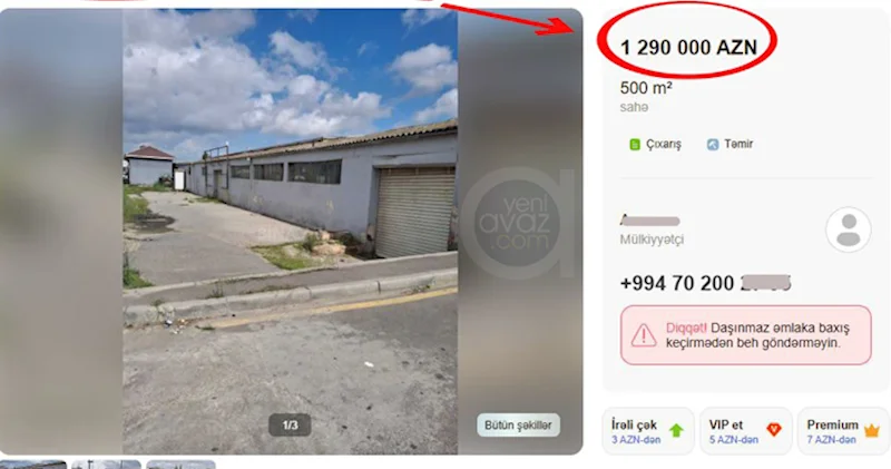 İcra məmurlarının 340 min manata hərraca çıxardığı obyekt 3 ay sonra 1,3 milyona satılır