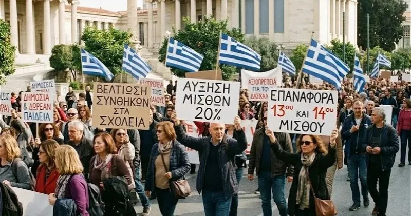 В Греции школьники, студенты и учителя вышли на массовые акции протеста