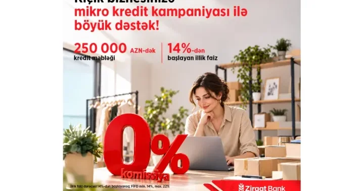 Faizi illik 14% dən başlayan, 0% komissiya ilə 250 min manatadək kredit Bankdan sahibkarlara təklif ®