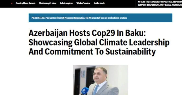 Vasif Həsənli dünyaca nüfuzlu “Associated Press” agentliyində COP29dan yazdı TAM MƏTN