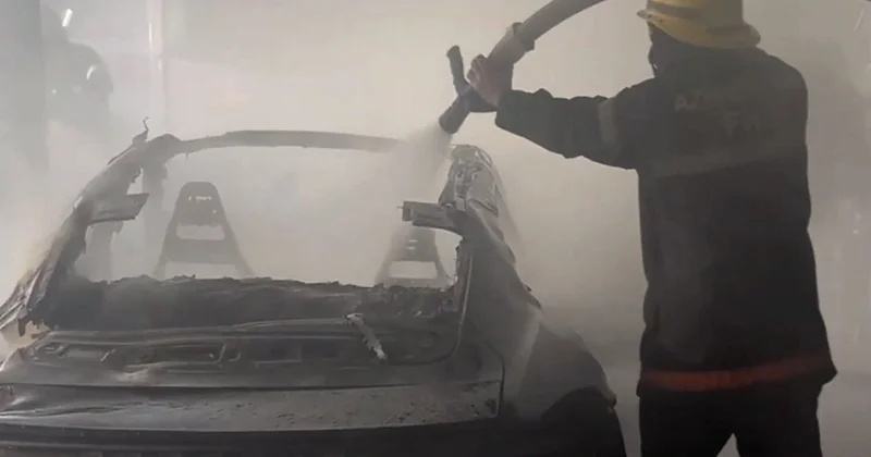 В Баку оперативно ликвидировали пожар в автосервисе ВИДЕО