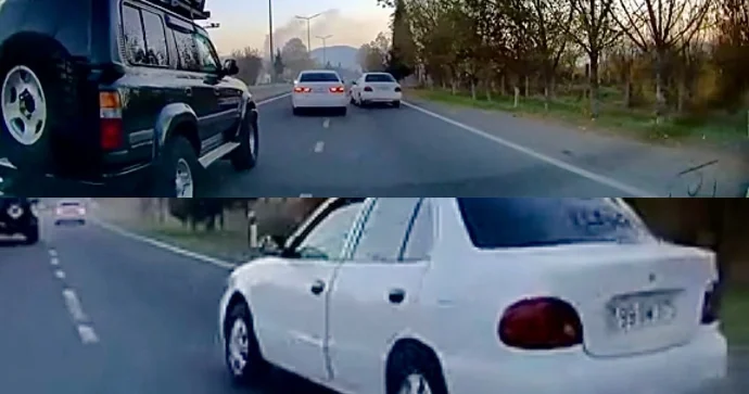 Qəfil dayanıb sərnişin mindirən sürücü az qala zəncirvari qəza törədəcəkdi VİDEO