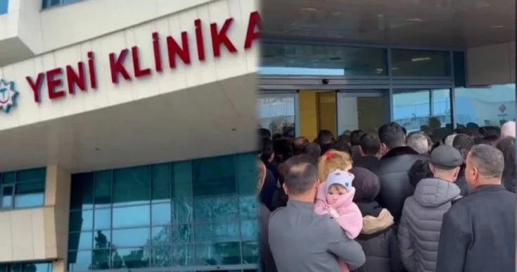 Yeni klinika nın qarşısında növbə problemi Video