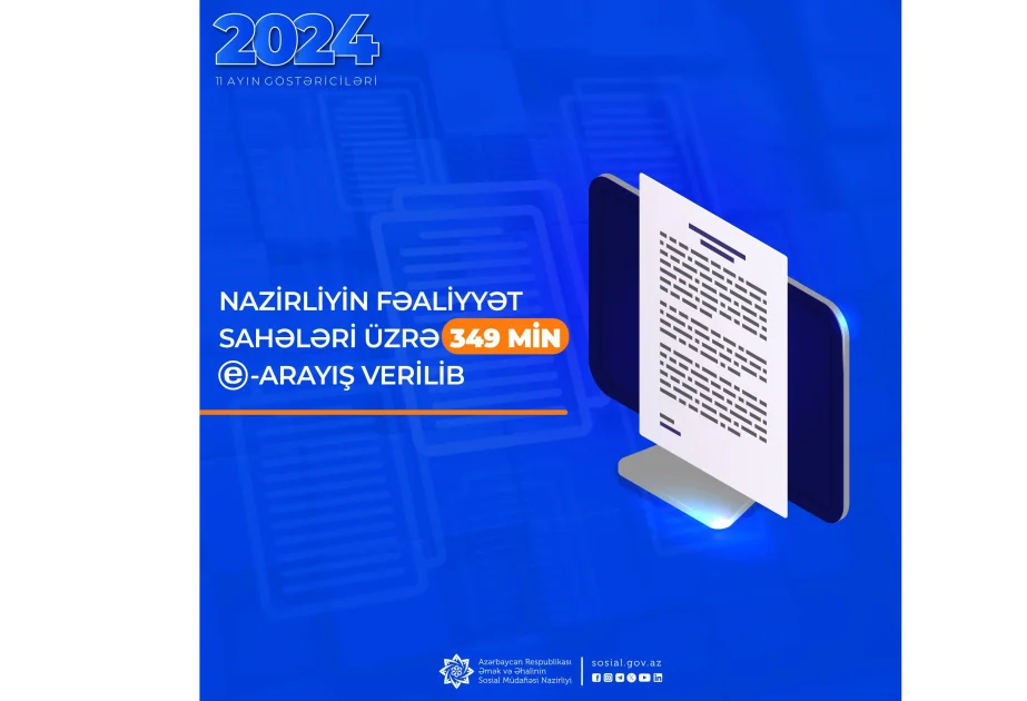 On bir ayda sosial sahə üzrə 349 min elektron arayış verilib AZƏRTAC