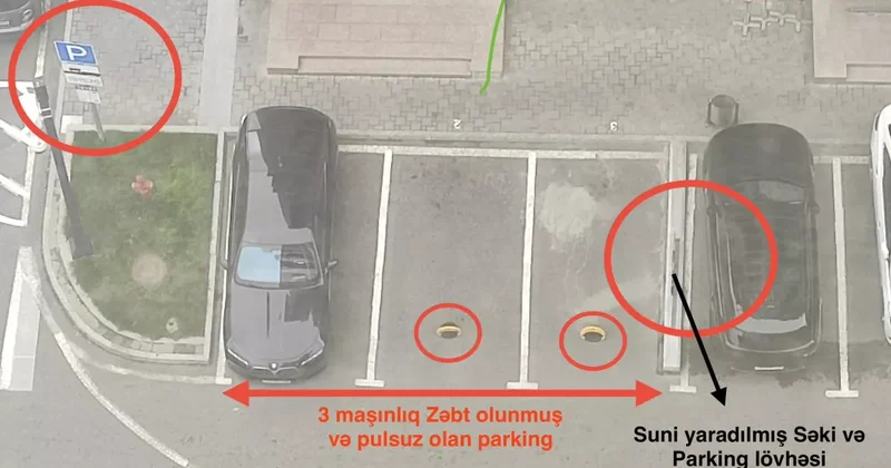 Перед бакинским объектом на дороге создали личный паркинг Оказывается, можно и так / ФОТОФАКТ