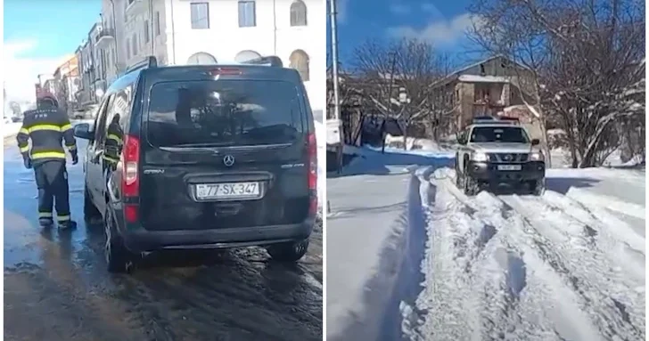 Спасатели МЧС пришли на помощь автомобилистам, застрявшим на обледеневших дорогах в Шуше и Ханкенди