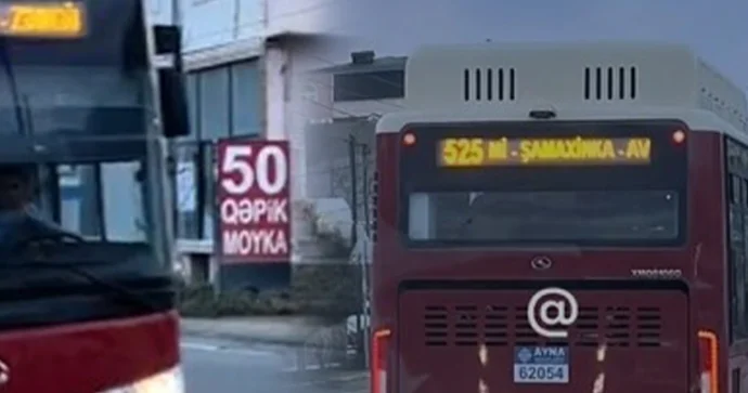 Dayanacaqlarda saxlamayan 525 nömrəli avtobusun sürücüsü İŞDƏN ÇIXARILDI VİDEO