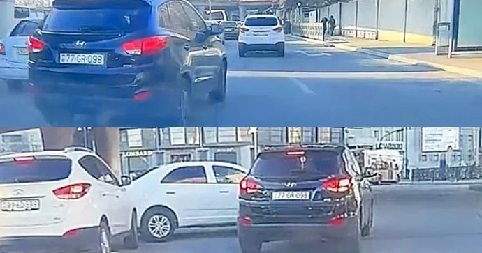 Ard arda qayda pozan sürücü sonda qəza törətdi ANBAAN VİDEO