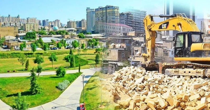 В центре Баку продолжается масштабный снос детали проекта ВИДЕО