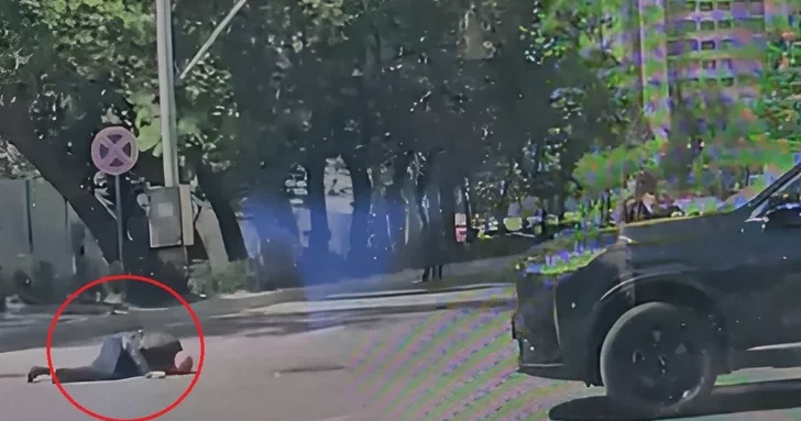 В Баку сильный ветер обрушил часть дерева на прохожего