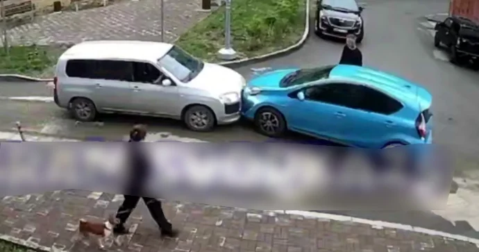 Qadın sürücü ondan yol istəyən kişinin maşınını əzdi VİDEO