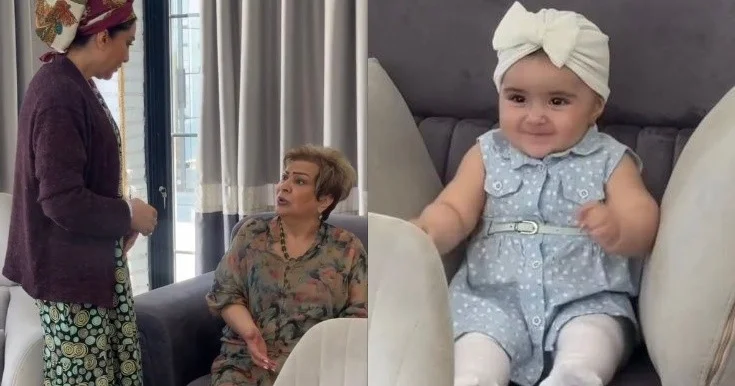 Nəvəsi Dilarə Əliyeva və Afaq Bəşirqızı ilə çəkiliş meydançasında Video