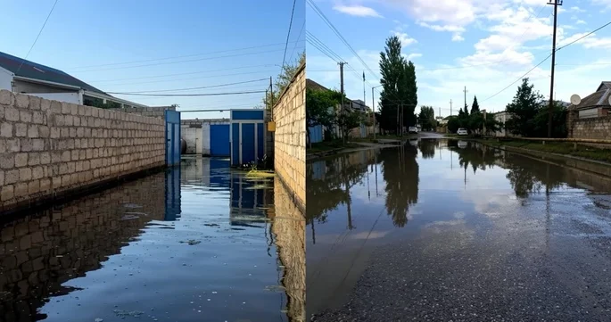 Сточные воды парализовали жизнь на улице в бакинском поселке когда решат проблему?