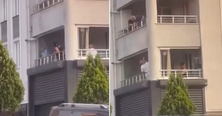 Eyvanda manqal kefi, bütün bina ayağa qalxdı