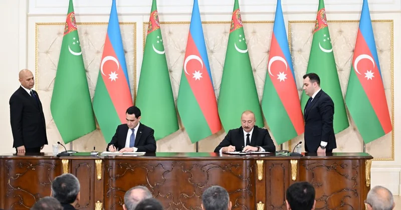 Azərbaycan Türkmənistan sənədləri İMZALANDI FOTO