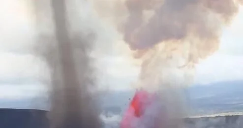Вулкан на Гавайях вызвал редкий вихрь из лавы ВИДЕО