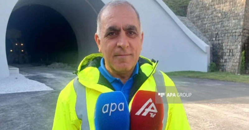 Toğanalı Kəlbəcər İstisu yolunda yerləşən tuneldə son tamamla işləri gedir