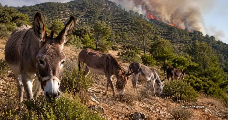 İspaniyada xilas edilən 18 eşşək hər gün 7 saat yanğın söndürür