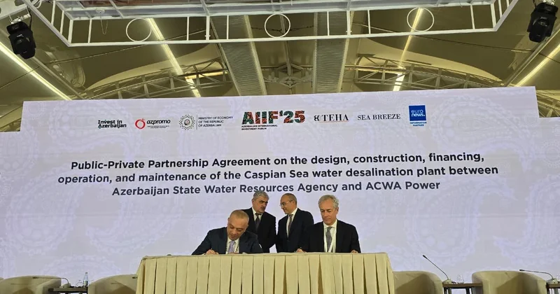 Азербайджан и ACWA Power подписали соглашение о партнерстве по строительству завода по опреснению воды на Каспийском море (ФОТО)