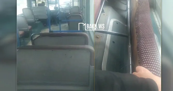Oturacağı qırıq avtobus xəttə sərnişin daşıdı