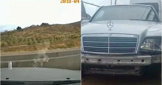 Şamaxı yolunda sərt döngəyə girən sürücü “Mercedes”i maneəyə çırpdı REAL VİDEO