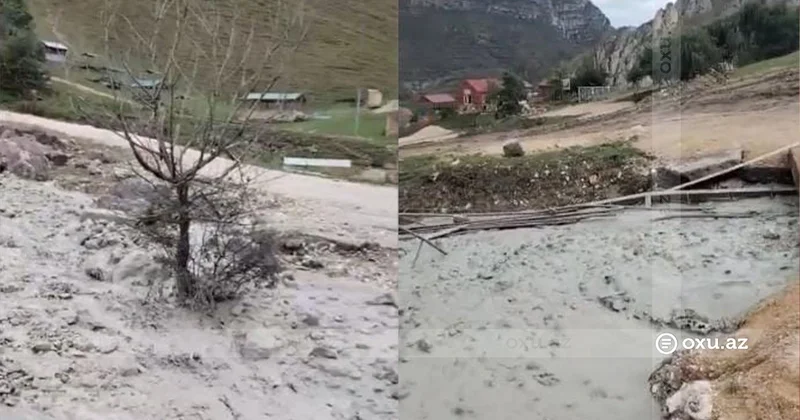 Qusarın Laza kəndində güclü palçıq axını baş verib