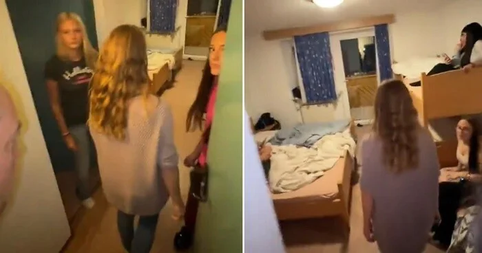 Qızlar yataqxanasında yoxlama: oğlanlar şkafdan çıxdı Video