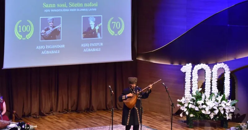 Aşıq İsgəndər Ağbabalının 100, Aşıq Faxfur Ağbabalının 70 illik yubileylərinə həsr olunmuş tədbir keçirilib (Foto)