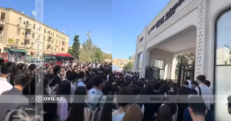 Bakı Dövlət Universitetinin giriş qapısında niyə izdiham yarandı? VİDEO
