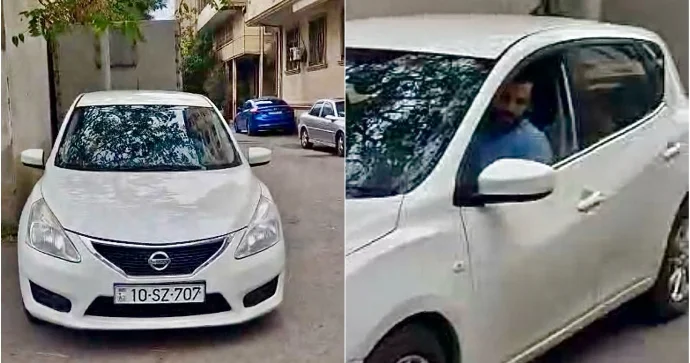 Döngədə dayanan sürücü videoya çəkildiyini görüb baxın necə reaksiya verdi VİDEO