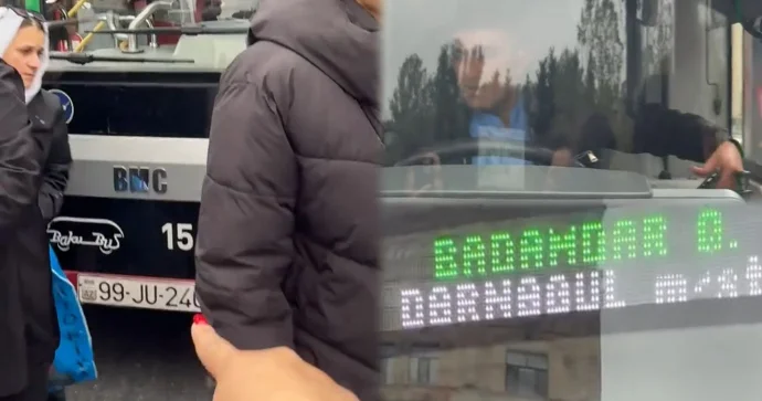 Sürücü sərnişini arxa qapıdan mindirmədiyi üçün dava düşdü; “BakuBus” araşdırma başlatdı VİDEO