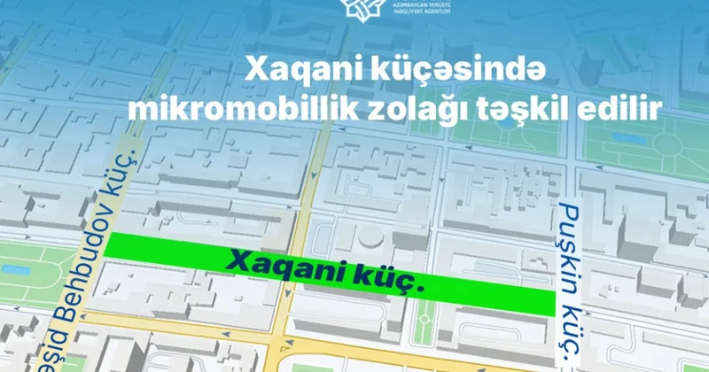 Xaqani küçəsində mikromobillik zolağının təşkilinə başlanılıb