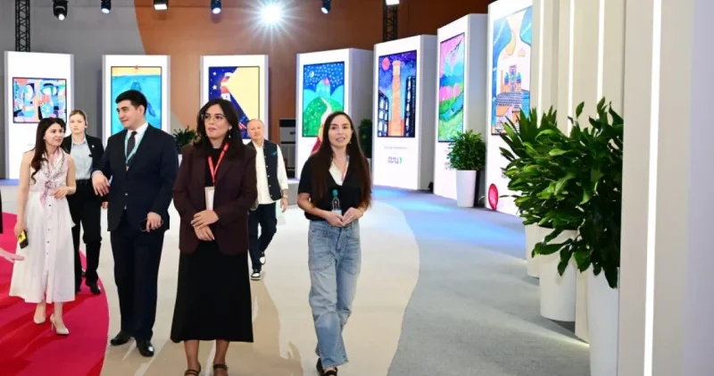 Leyla Əliyeva “Uşağın gözü ilə dünya” sərgisi və İmam əl Buxari memorial kompleksi ilə tanış oldu