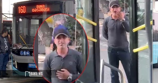 Bakıda avtobusu gecikdirən şəxs sərnişinlə kobud danışdı: Sən kimsən?