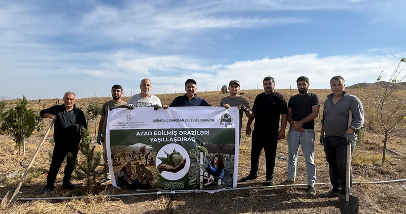 “Yaşıl Qarabağ” azad olunmuş ərazilərdə 500 dən çox ağac əkib FOTOLAR