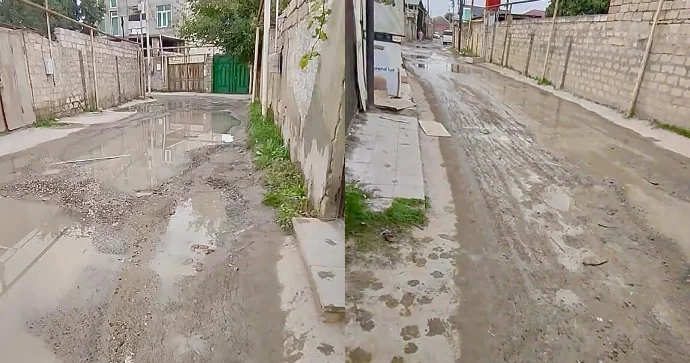 Zabratda bu küçə palçıq içindədir Sakinlər əziyyət çəkir VİDEO