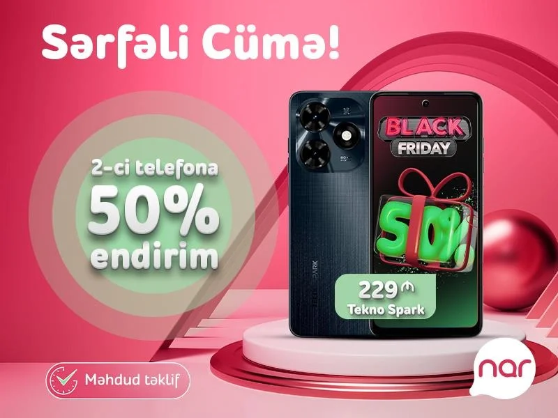 “Nar”dan “Sərfəli cümə” təklifi 50% endirimlə smartfon əldə et!