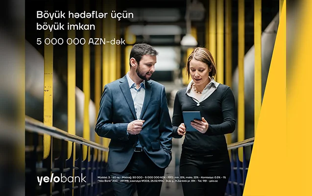 “Yelo Bank”dan 12 ay güzəşt müddətli biznes krediti!