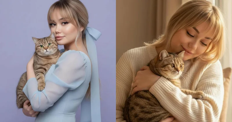 Aktrisa pişiyi ilə FOTOSESSİYA etdirdi