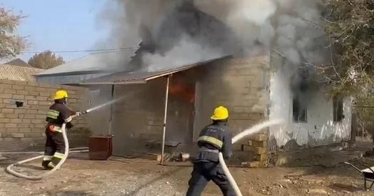 Ağcabədidə 3 otaqlı evdə yanğın oldu FOTO