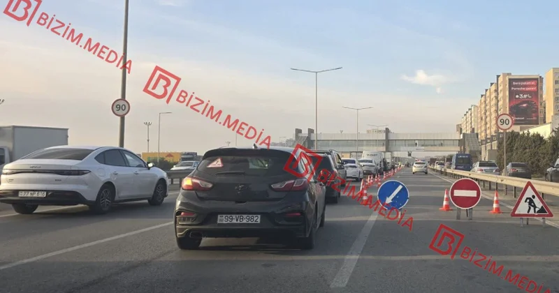 Bakı Sumqayıt yolundakı tıxacın səbəbi BİLİNDİ VİDEO