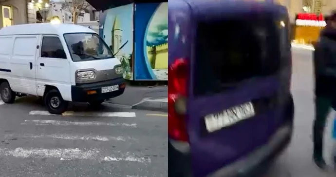 Şəhərin mərkəzində piyada keçidlərini zəbt edən sürücülər 77 HN 963 və 77 LC 318 VİDEO