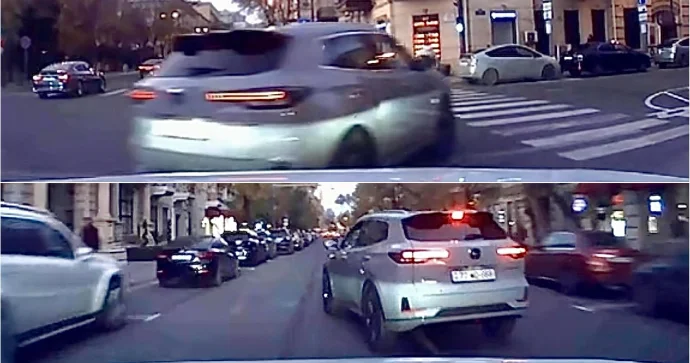 Qaydalardan bixəbər sürücü ard arda qəza təhlükəsi yaratdı VİDEO