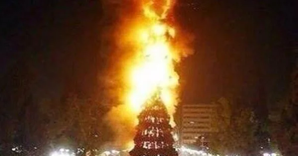 Qardabanidə Yeni il yolkası yandı Video