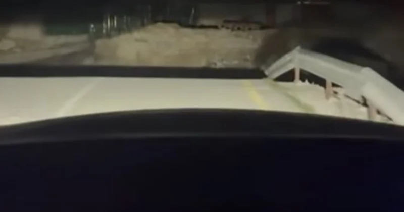 Uçuruma qədər maneəsiz gəldi Təhlükədən son anda xilas oldu Video